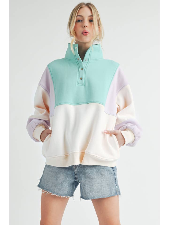AEMI + CO - Wholesale Sweatshirt - Women's - 992EK Glo Colorblock Pullover 2