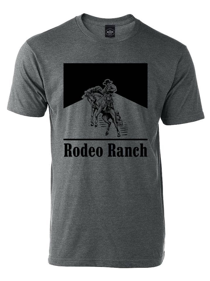 T-shirt vintage Rodeo Ranch Cowboy, gris chiné foncé pour la vente par Rodeo Ranch