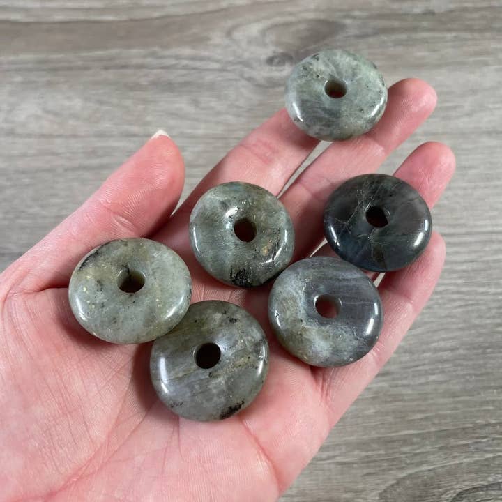 Keystone Crystals - Wholesale Spiritual Stone/Crystal - Donut Pi Stone 30mm Gemstone Pendant – Strung or Plain30