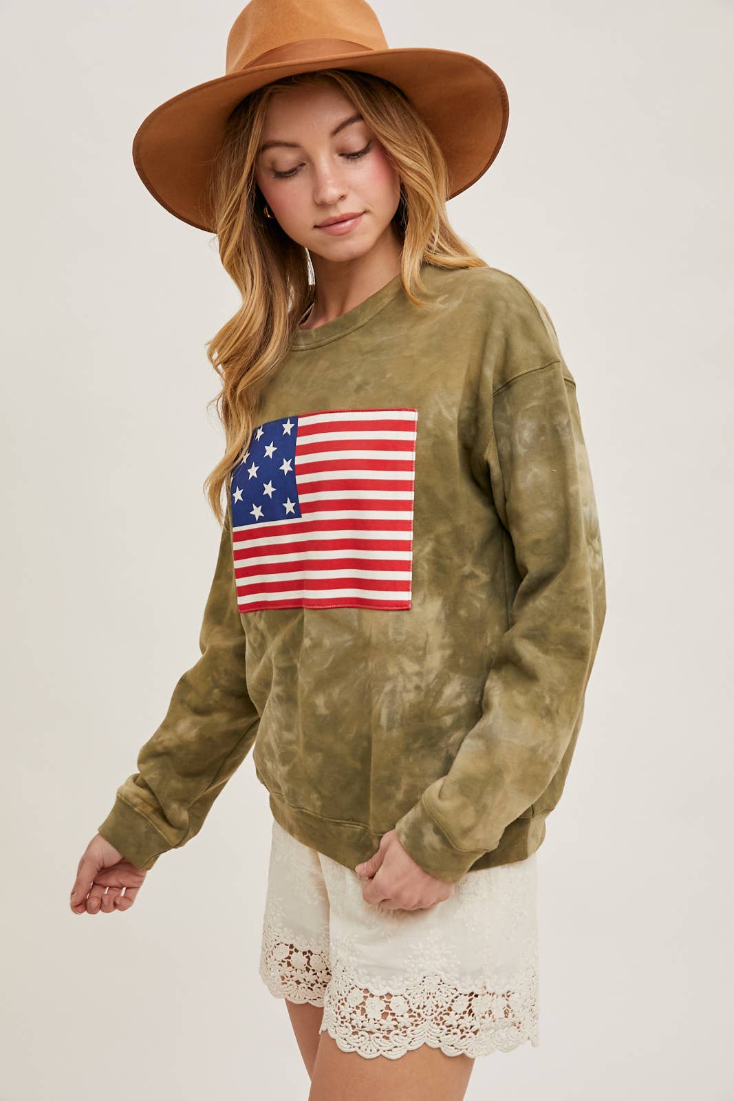 Bluivy - Wholesale Sweatshirt - Women's - US FLAG TIE-DYE SWEATSHIRT PULLOVER - 4TH OF JULY13