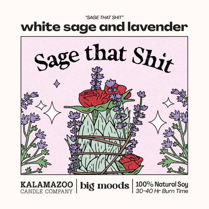 Big Moods - Wholesale Jar/Filled Candle - "Sage That Shit" White Sage & Lavender - Luxury Soy Candle