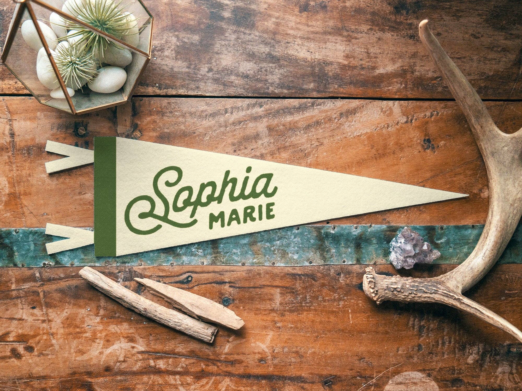 Benoit's Design Co. - Wholesale Sign - Custom Heritage Name Felt Pennant - Neutral3