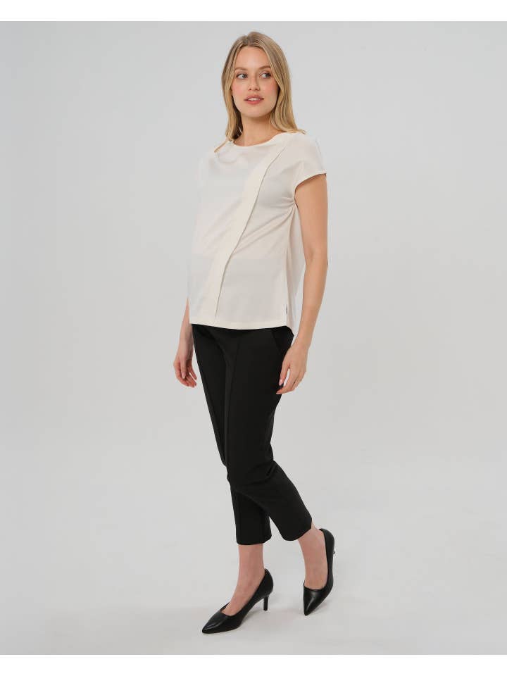 MARION – Großhandel Hose – Schwangerschafts- & Stillmode – Schmal geschnittene Arbeitshose für Schwangere in Schwarz4