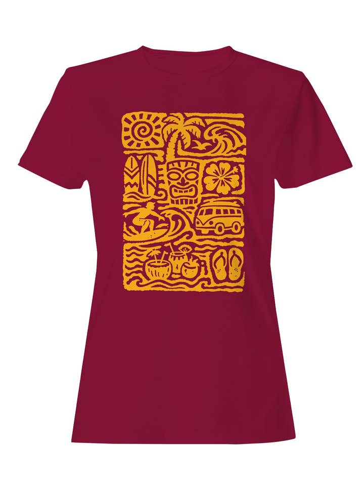 Tropical Surf and Beach Vibes Women's T-shirt for wholesale by TShirtGuys.com