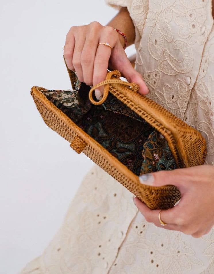 Bali Harvest - Wholesale Clutch Bag - Women's - Rattan Bag Purse Wallet Clutch Pouch (Brown Water Drop)1