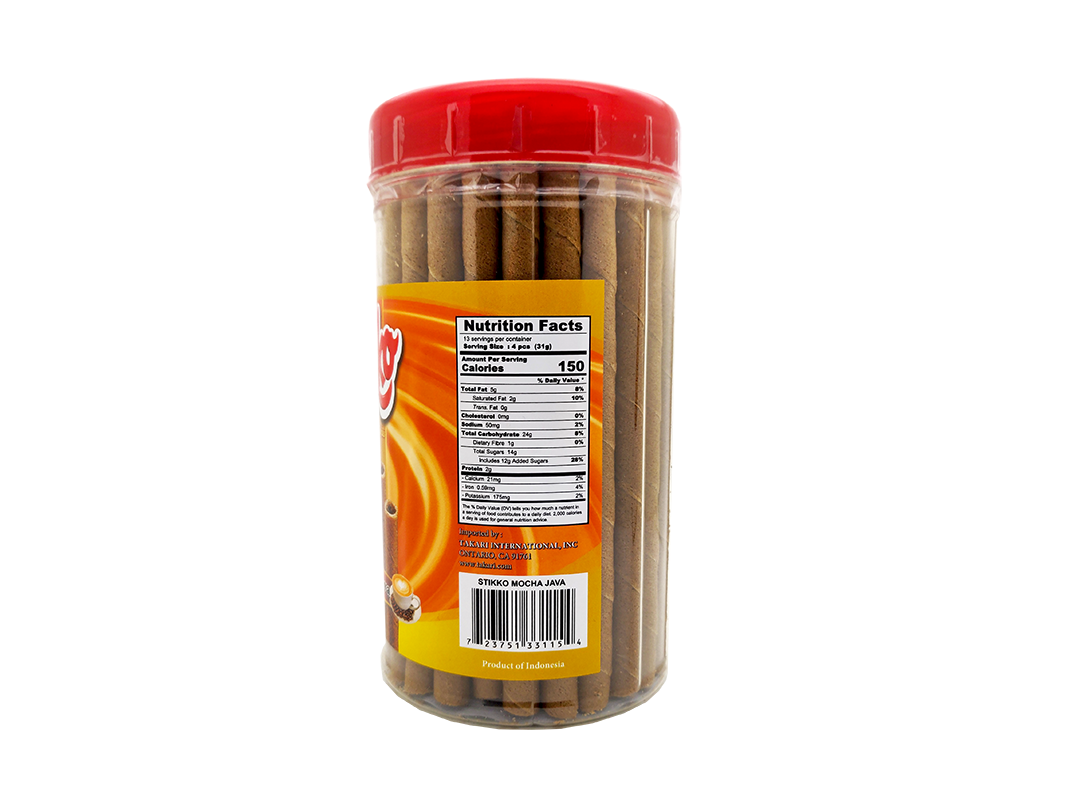 Takari International, Inc. - Wholesale Cookie - Stikko Wafer Sticks- Mocha Java, 12 Jars/Case – 14.10oz(400g)1