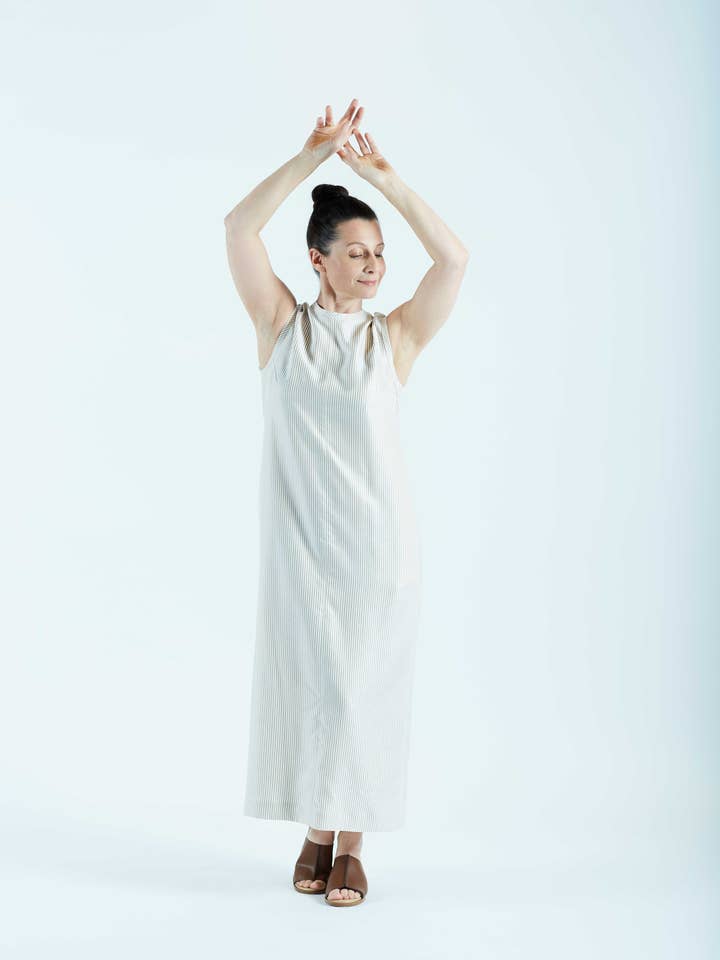 Kleid FRIEDE hasselnöt randig för wholesale av Grenzgang - slow womens fashion made in the Alps