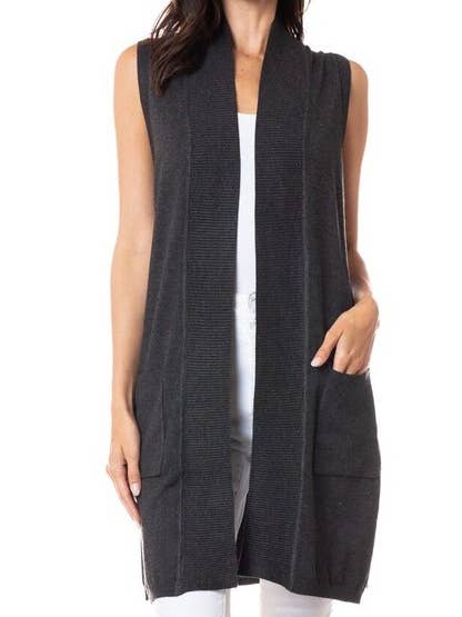 Newself Collection – wholesale Cardigan – Women’s – Sleeveless Open Front Long Sweater Cardigan
