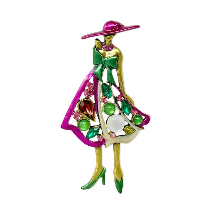 Wrapables Stylish Colorful Rhinestones Lady Brooch Pin for wholesale by Wrapables.com