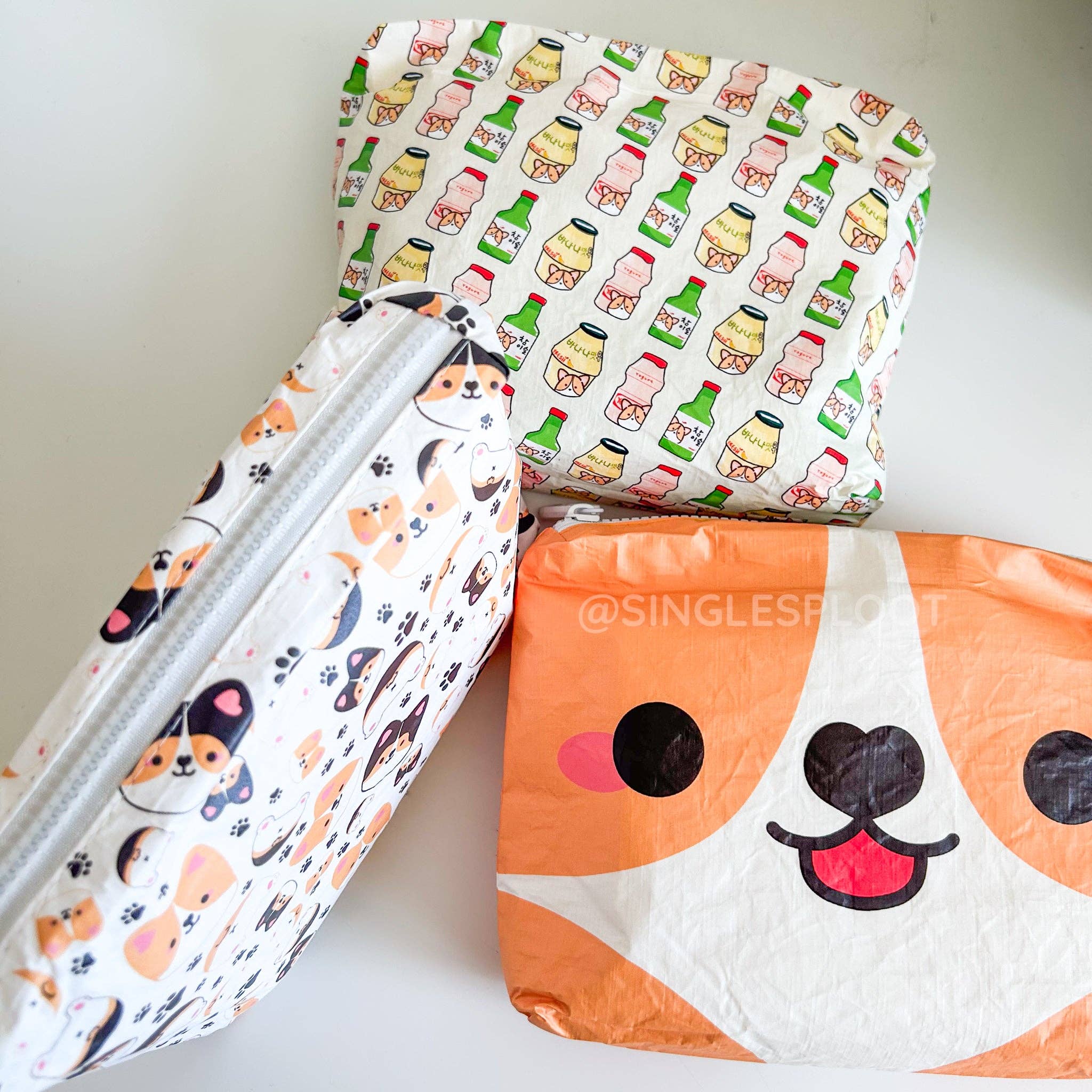 Single Sploot - Wholesale Pouch - Women's - Corgi Face Water Resistant Pouch4