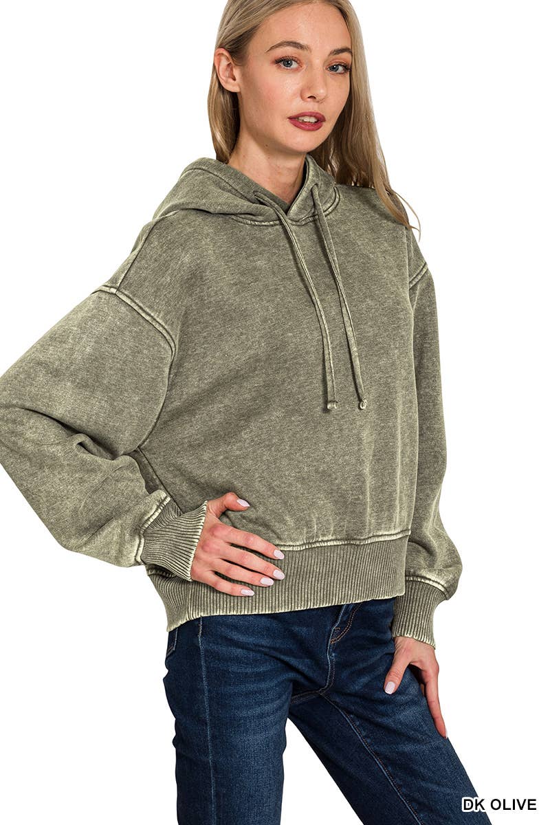 42POPS - Vendita all'ingrosso Felpa con cappuccio - Donna - Felpa con cappuccio corta in pile lavaggio acido .SI-2509428