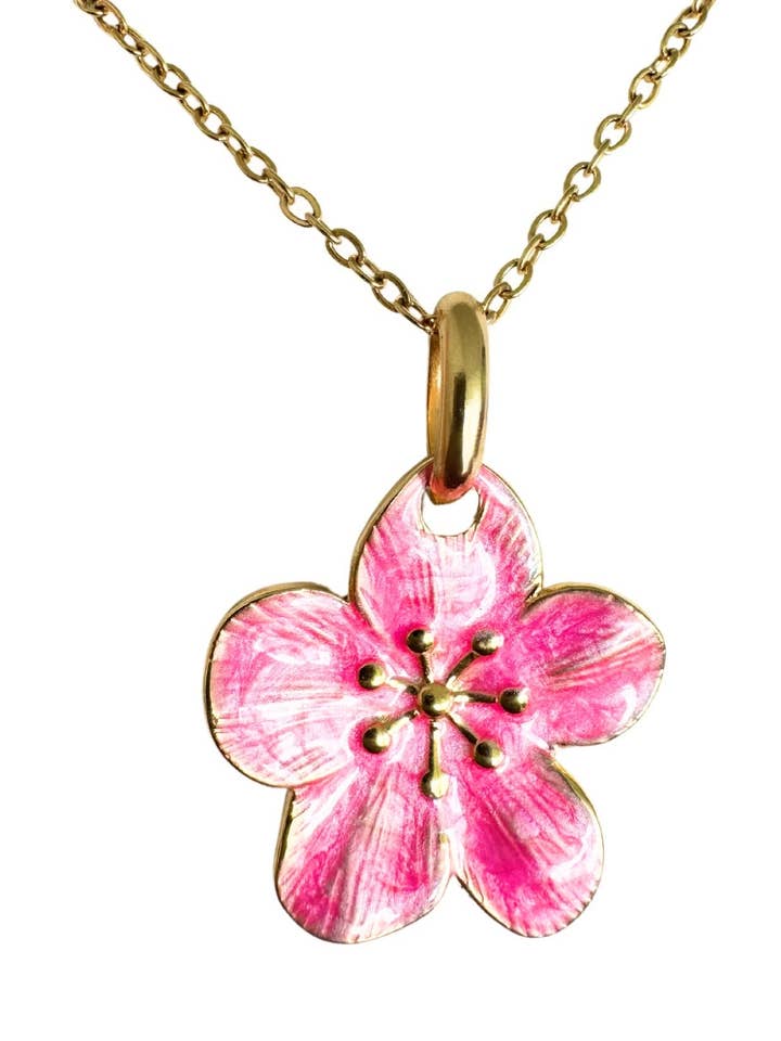 Lyserød Hibiscus halskæde for engroshandel hos Identity Boutik