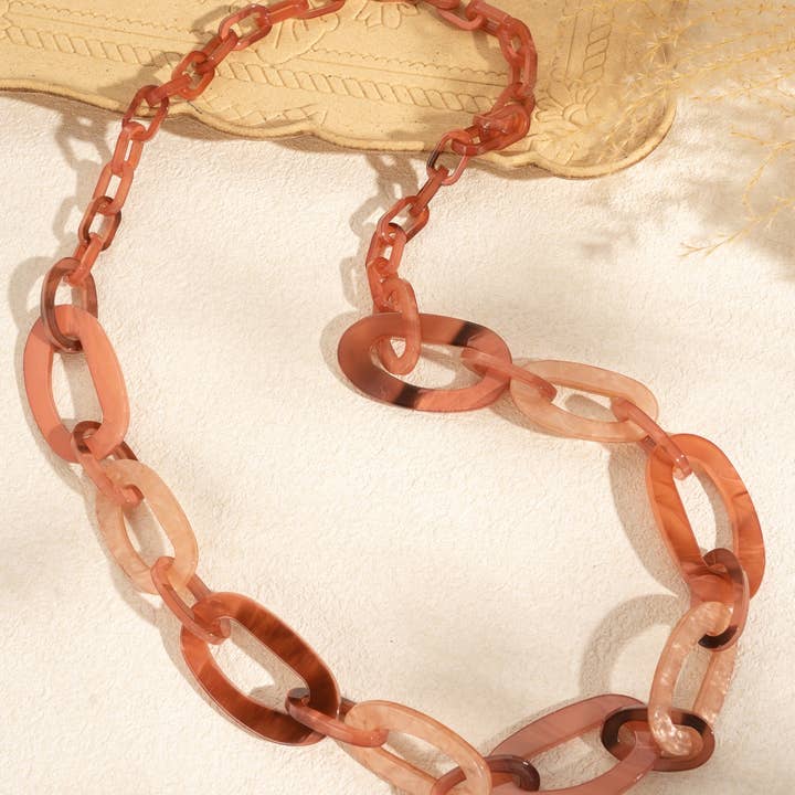 COSMOS - Wholesale Link & Chain Necklace - Bohemian Chic Long Gradient Links Resin Necklace5