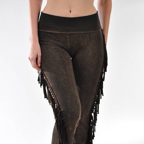 Mineral Wash Side Fringe Foldover Waist Bootcut Yoga Pants and other Purchase Wholesale fringe bottom jeans. Free Returns & Net 60 Terms on Faire trending on Faire.