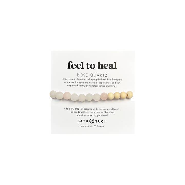 Batu Suci Handmade Jewelry & Aromatherapy - Wholesale Beaded Bracelet - Feel to Heal Diffuser Bracelet | Rose Quartz Aromatherapy Bracelet