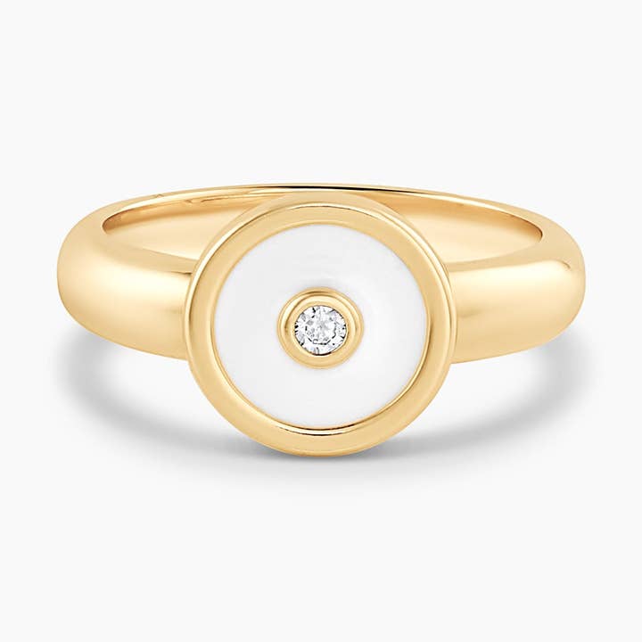 THATCH - Wholesale Single Stone/Solitaire Ring - Balia White Enamel Ring0