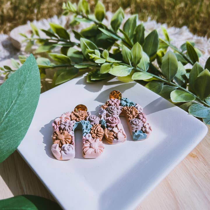 Belu Designss - Wholesale Dangle Earrings - Colorful Flowers Arch Handmade Polymer Clay Earrings4
