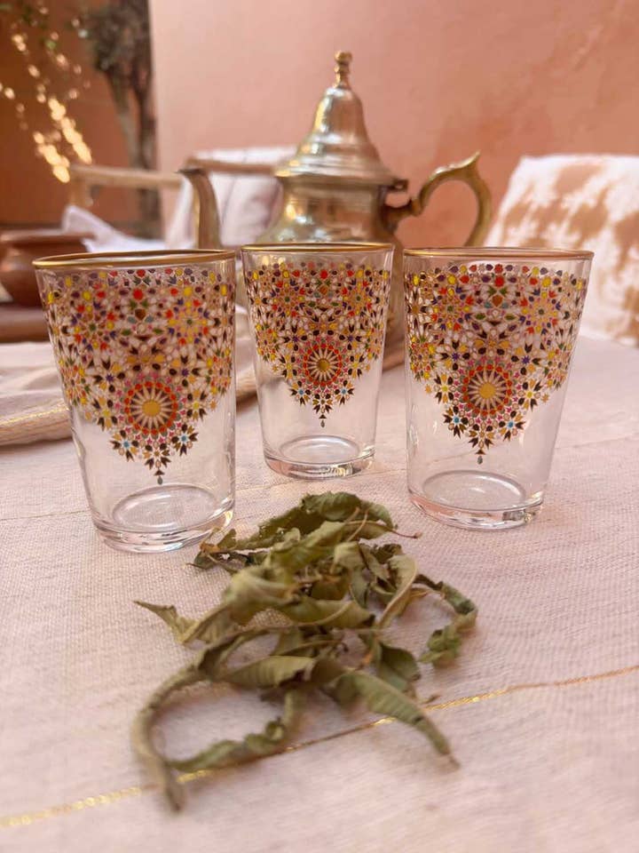 Set of 6 Moroccan Tea Glasses Mosaic for wholesale by Scents and Feel