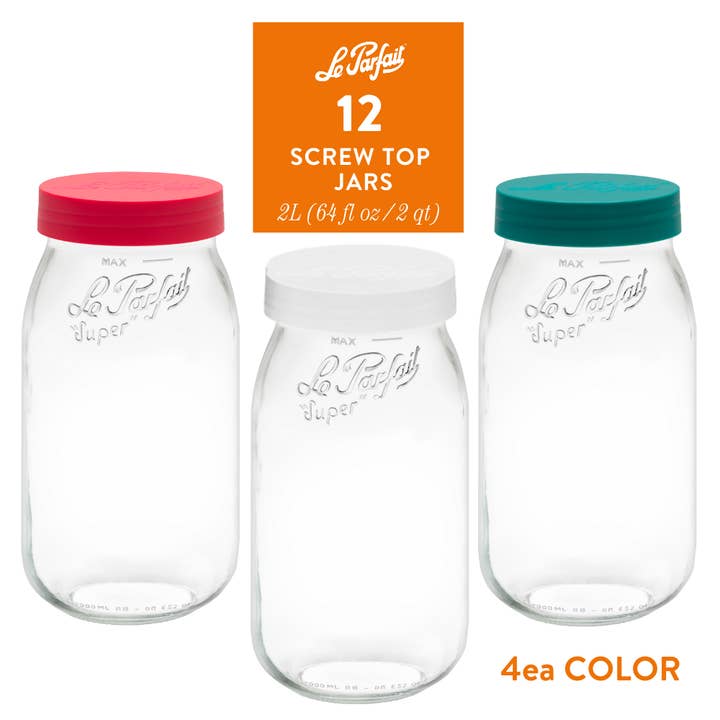2L Bulk Storage Glass Jar Screw Top W Holiday Plastic Lid for wholesale by Le Parfait