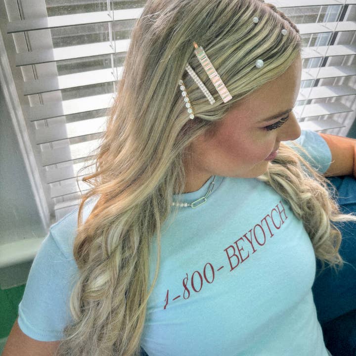 1-800-BEYOCH *She's The Man* Baby Tee for wholesale by Letters and Lucy