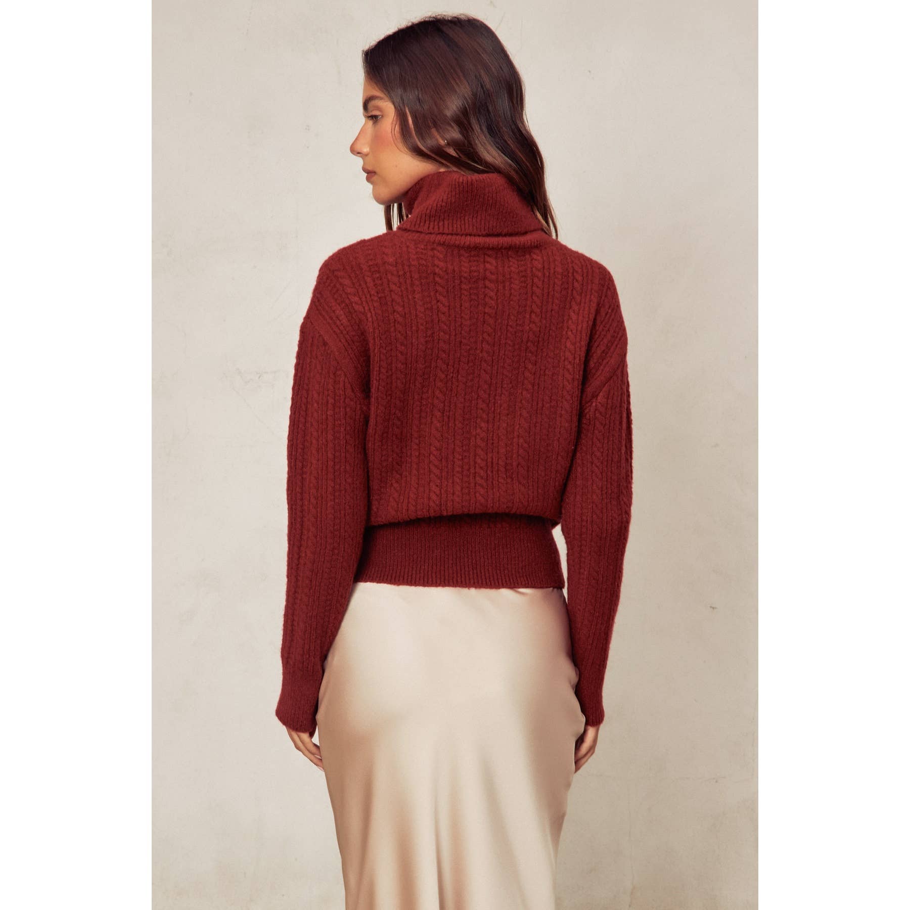 Dress Forum - Wholesale Knit Sweater - Women's - Fluffy Cable Detail Turtle Neck Sweater12