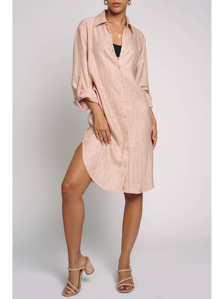 SHINY CRINKLED SHIRT DRESS for wholesale by Sans Souci