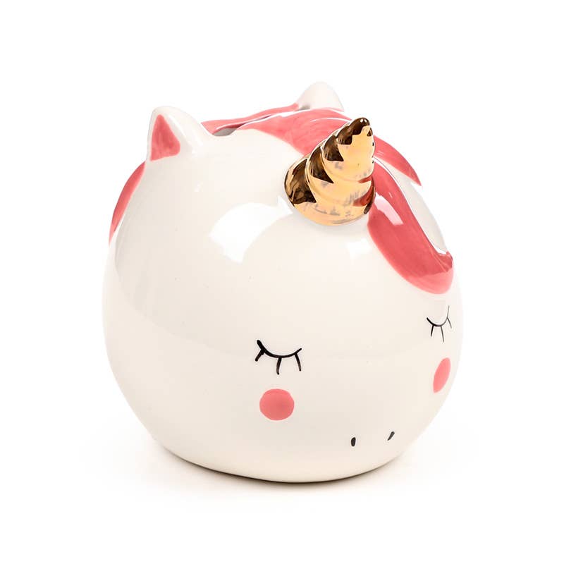 Puckator Ltd – wholesale Money/piggy bank – Enchanted Rainbows Unicorn White Ceramic Money Box1