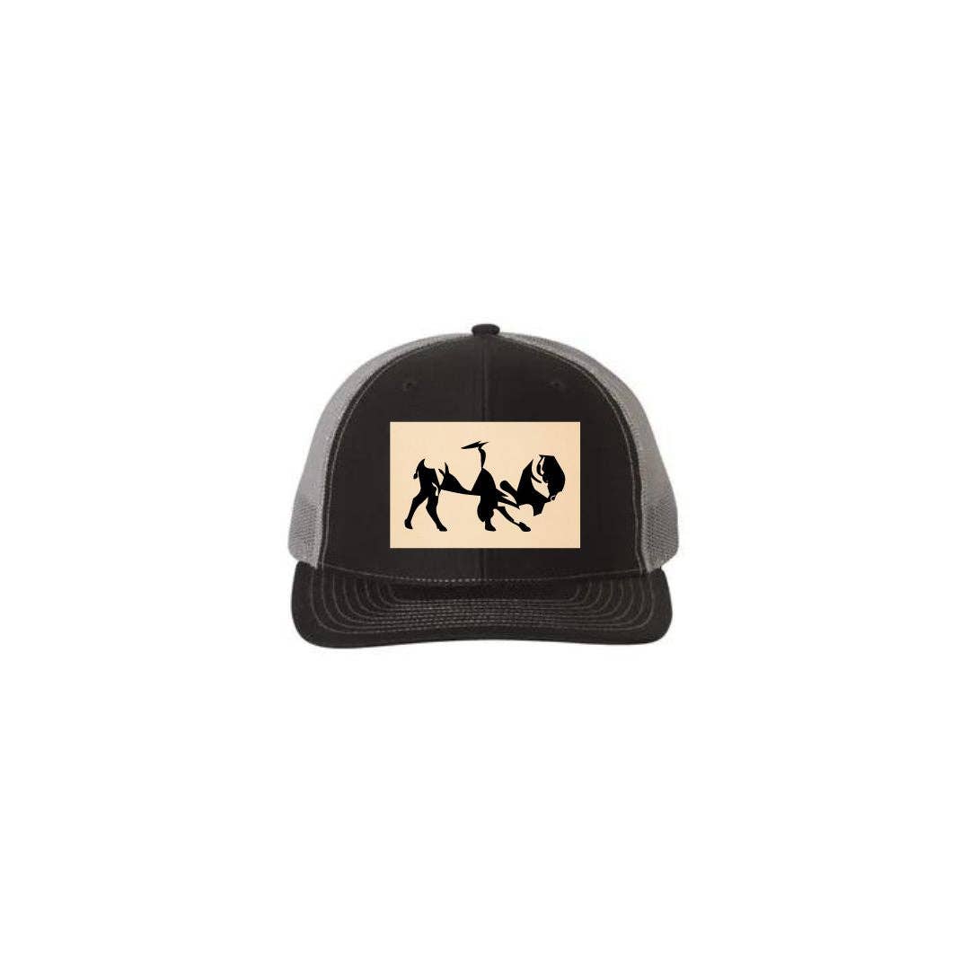 Prairie Buffalo - Wholesale Trucker Hat - Unisex - Trucker Hat - Bison Outline Leather Hat Patch