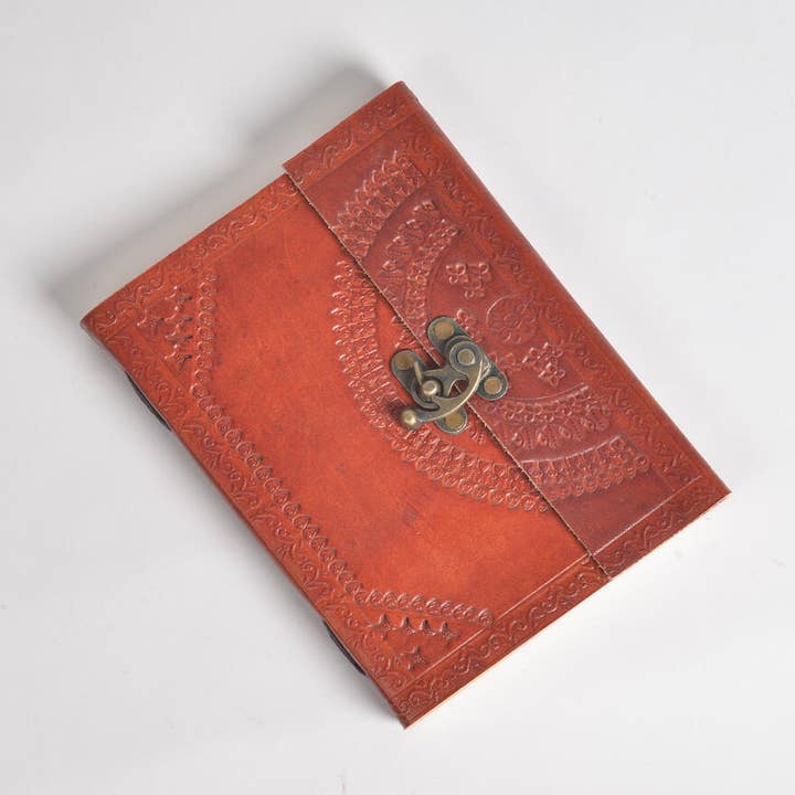 Embossed Mandala Leather Diary for wholesale by IndieRoots