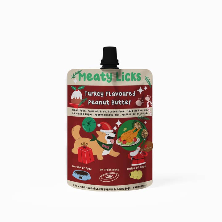 Apex Pet Products (Meaty Bubbles) - Wholesale Pet Toy - Dog - Roast Turkey Flavoured Peanut Butter Pouch for dogs 113g4oz 0
