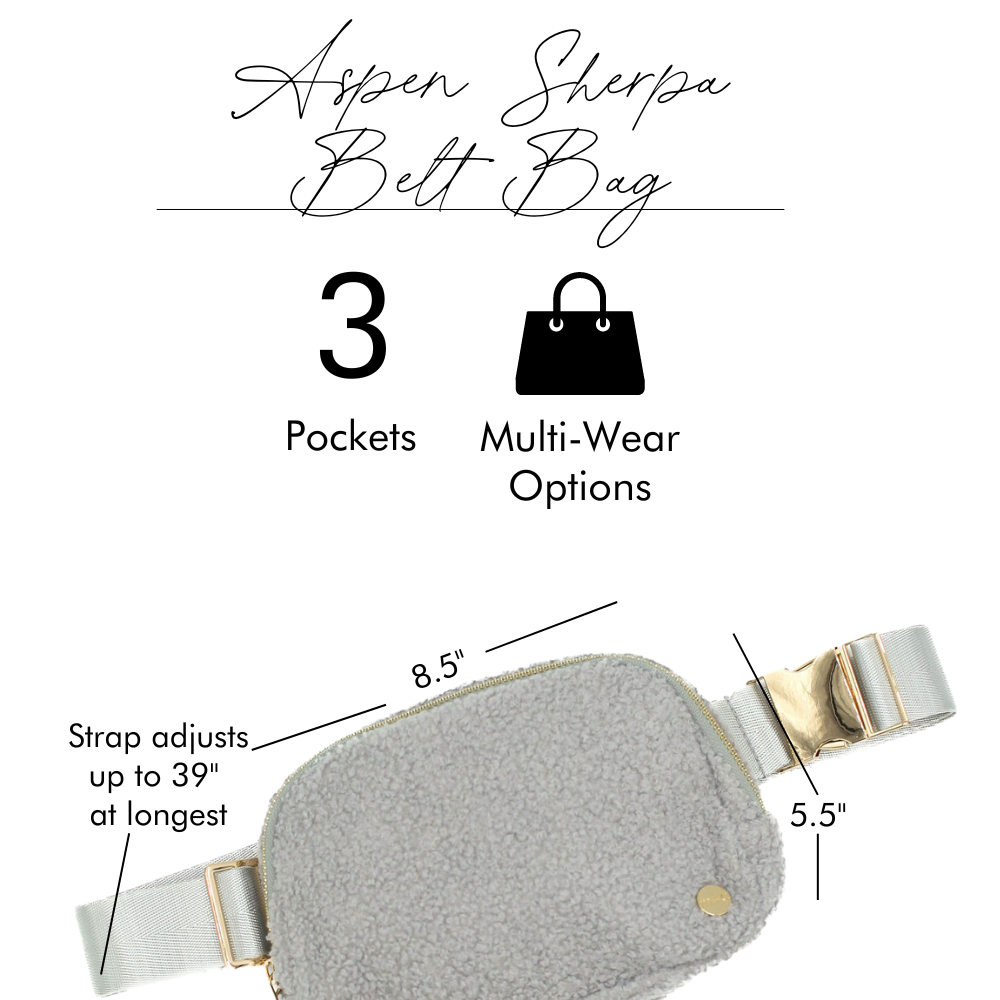 modern and chic - Wholesale Belt Bag - Women's - Aspen Sherpa Belt Bag - Crossbody Fanny Pack Waist Bag13