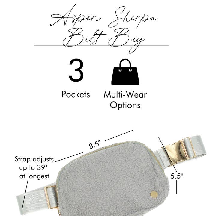 modern and chic - Wholesale Belt Bag - Women's - Aspen Sherpa Belt Bag - Crossbody Fanny Pack Waist Bag13