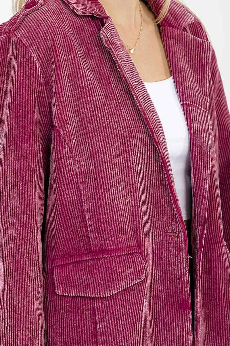ROUSSEAU - Wholesale Blazer - Women's - WASHED CORDUROY FRONT POCEKTS BLAZER4