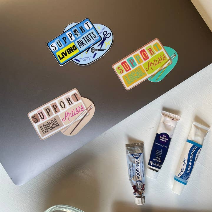 Busy Hands Studio - Wholesale Sticker - Support Local Artists Vinyl Sticker, 3"x2" Vinyl Sticker