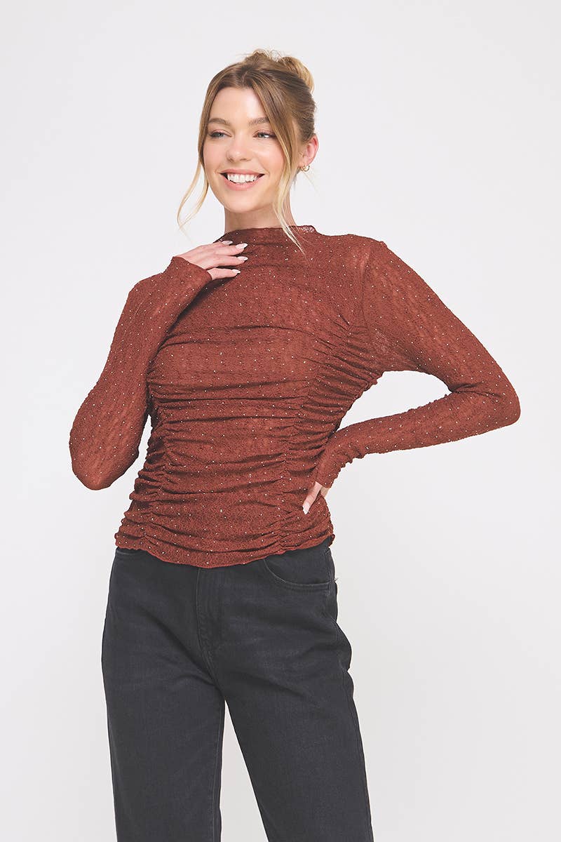 Allie Rose - Wholesale Blouse - Women's - Embellished lace Long Sleeve top4