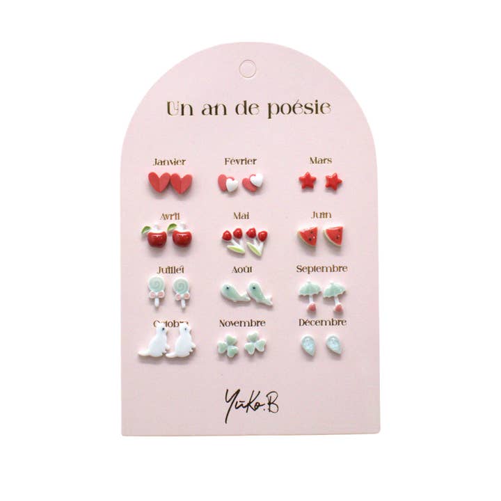 Stainless Steel Earrings - A Year of Red Poetry for wholesale by Yuko B