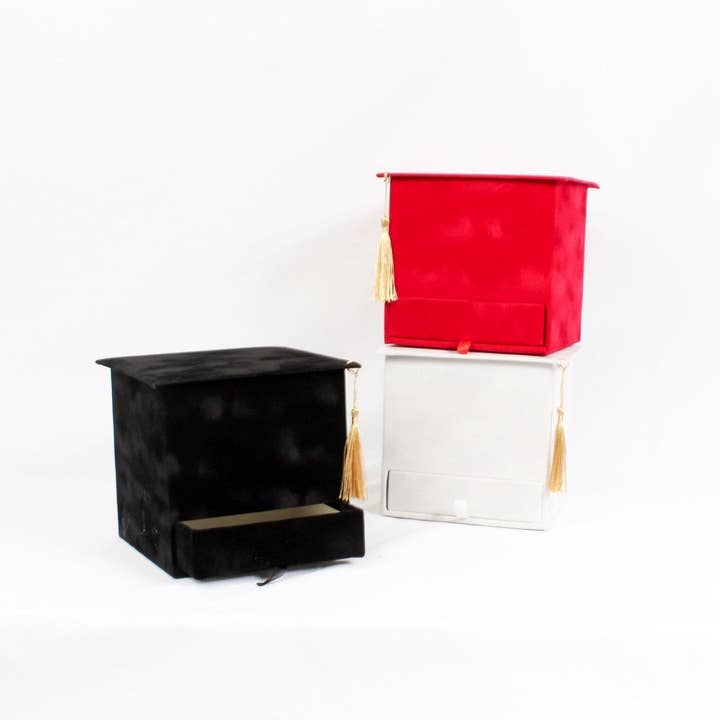 Velvet Square Graduation Flower Gift Box with Drawer for wholesale by Elegant Design Supply