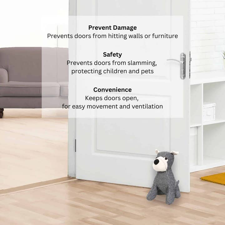 Evideco French Home Goods - Wholesale Door Stop - Dog Door Stop 2.3lb - Black/White Herringbone7