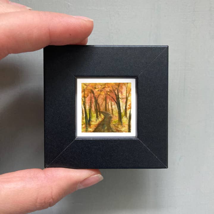 Mick's Art Goods - Wholesale Art Print - Mini 1" Autumn Woods Forest Fall Leaves Watercolor Art Print