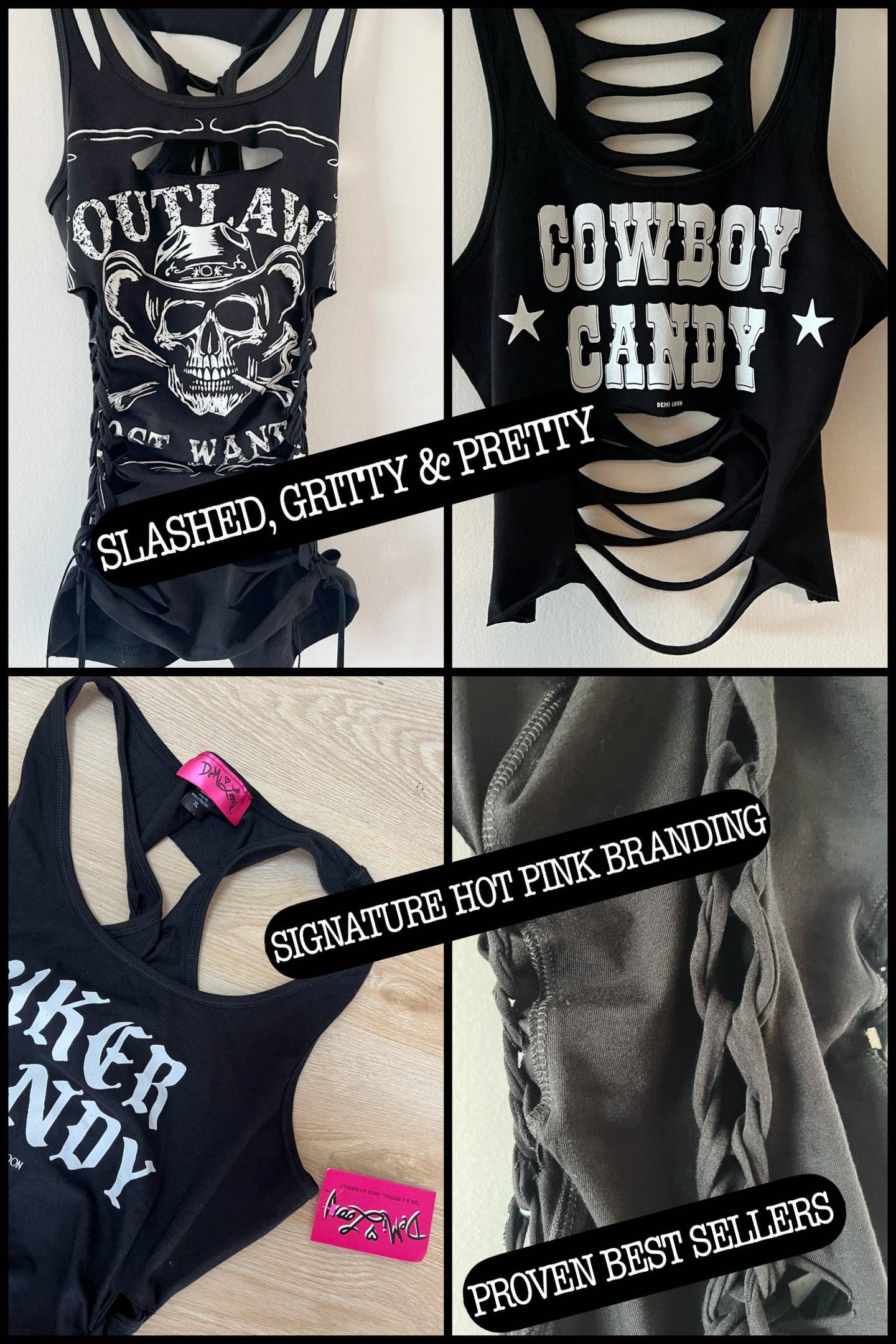 Nero Top a spalline strappato American Rebel Motorcycle Rally Festival in vendita all'ingrosso su Faire3