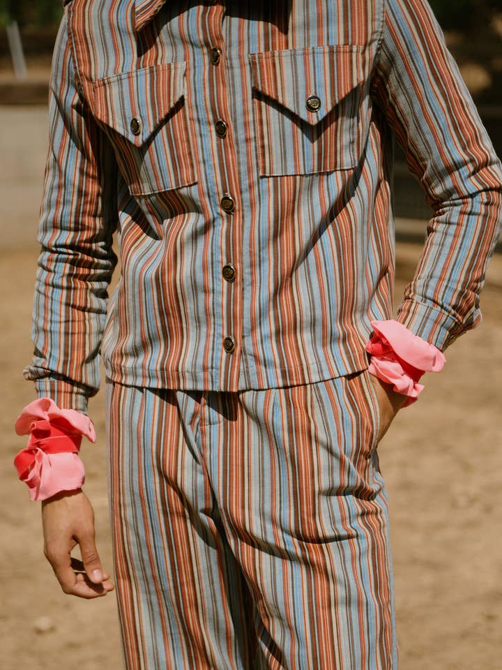 House of Aama – Großhandel Hose – Damen – Ogun Cord-Militärhose - Blaue Streifen