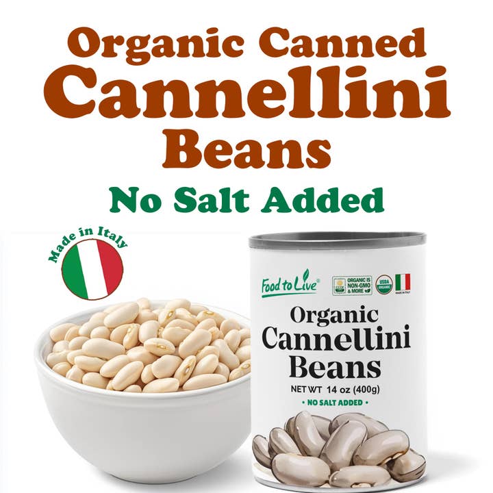 Food To Live – Engroshandel Bønner – Økologiske italienske dåse cannellini-bønner, 14 oz (pakke med 12)