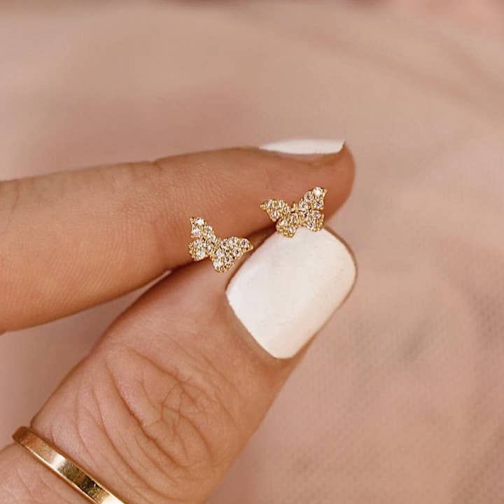 Mila Butterfly Studs for wholesale by Dainty Wishes Jewelry