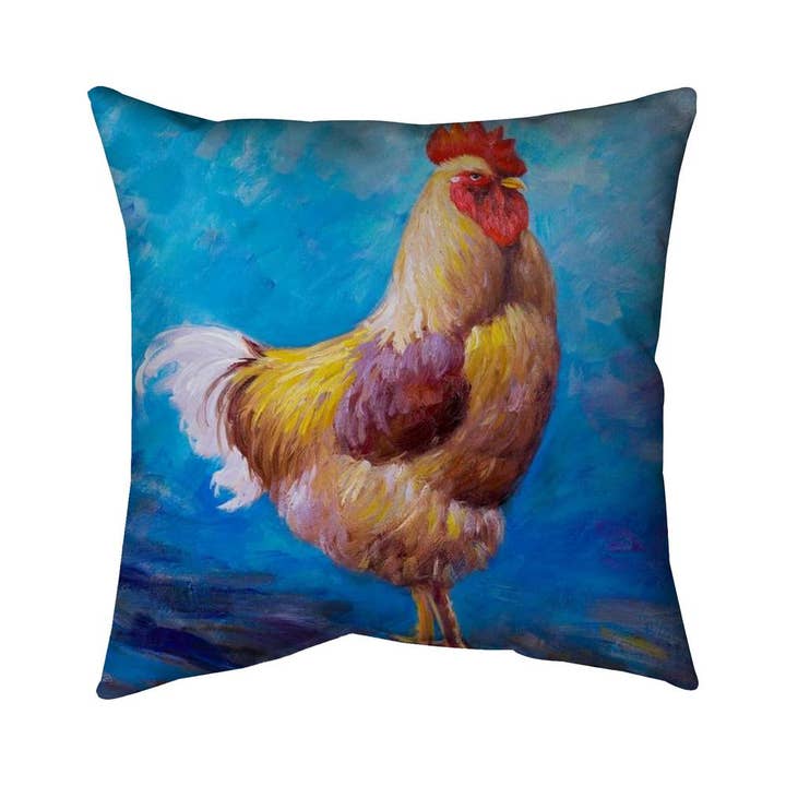 Beau Coussin Coq | Décoration Animale de Ferme Bleue pour la Maison pour la vente par BEGIN HOME DECOR