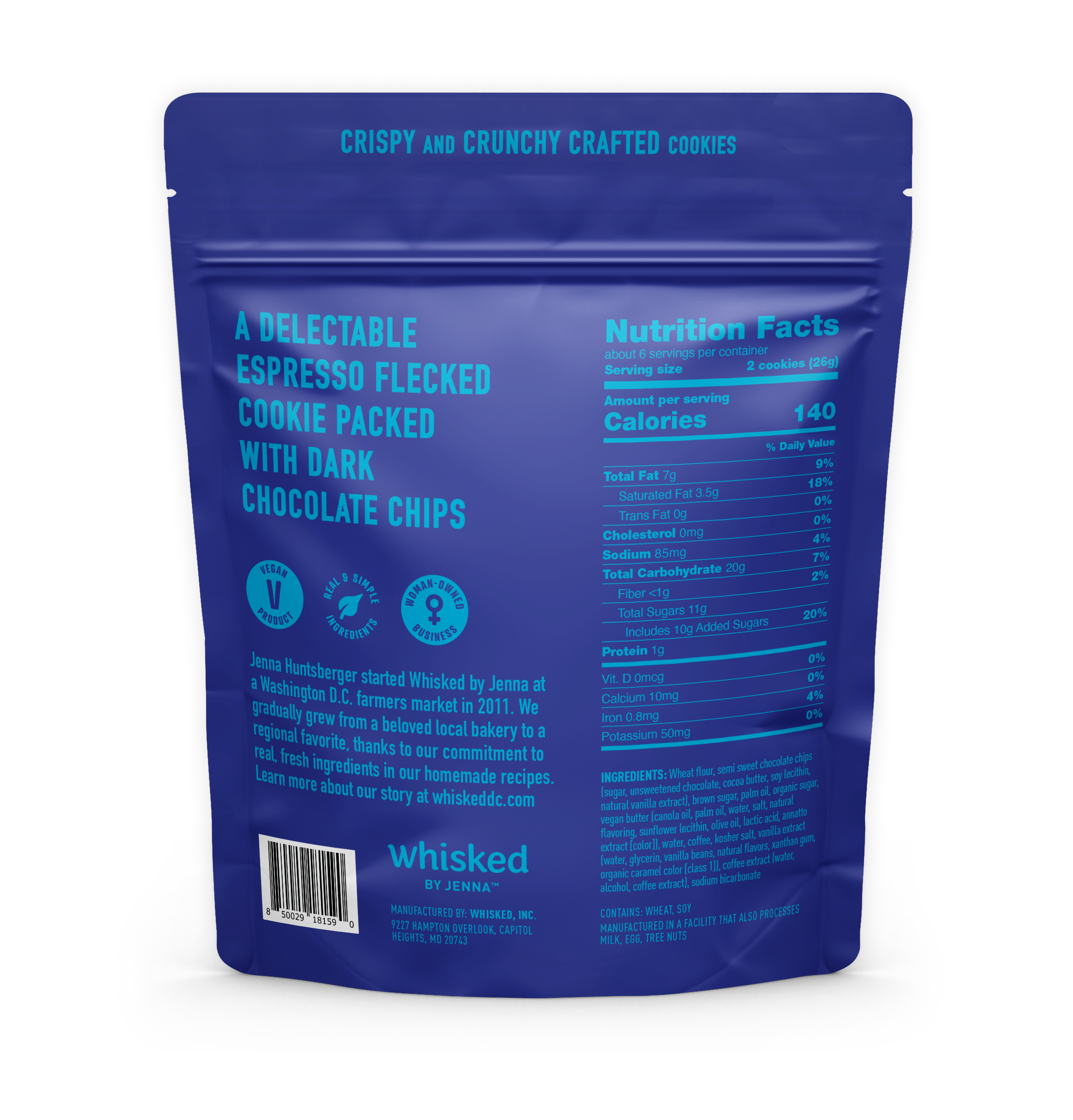 Whisked by Jenna - Wholesale Cookie - Vegan Crispy Cookies: Mocha Chocolate Chip1