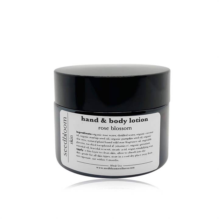 NIEUW! Rose Blossom hand- en bodylotion in glazen pot van 2oz voor wholesale door seedbloom
