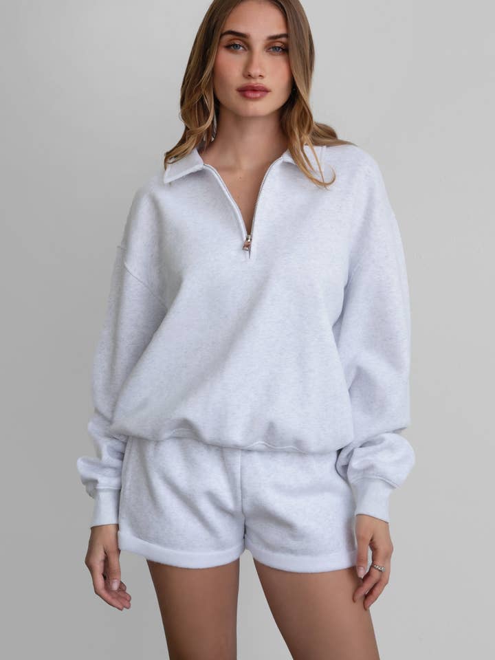 TICTOC - Vente Sweat-shirt – femme - Pull classique à demi-fermeture éclair en polaire nuage HAILEE