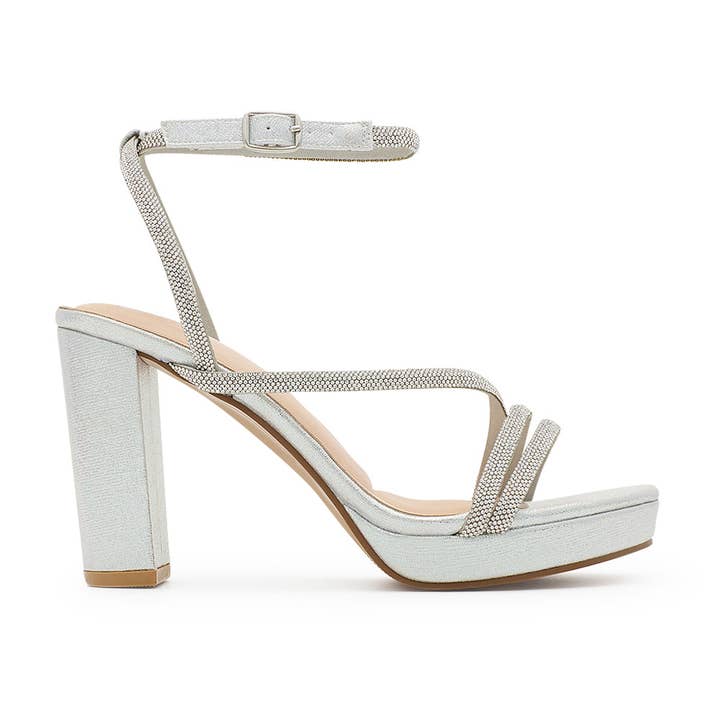 Rhinestone Platform Ankle Strap Heel for wholesale by De Blossom Collection