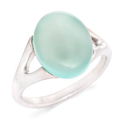 Anillo ovalado de ágata aguamarina teñida de forma natural, plata de ley para venta al por mayor de OPALOOK France