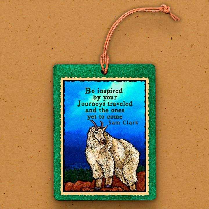 Handmade Wooden Ornament - Nature Quote - Mountain Goat for wholesale by The Kaleidoscope Designs